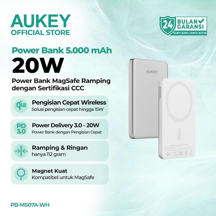 AUKEY POWER BANK MS07A 5000MAH CCC SILVER WHITE